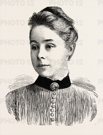 MISS PHILIPPA FAWCETT, Above the Senior Wrangler, engraving 1890, UK, U.K., Britain, British, Europe, United Kingdom, Great Britain, European, engraved image, history, arkheia, illustrative technique, engravement, engraving, victorian, Arts, Culture, 19th Century Style, Retro Styled, Vintage, retro, nineteenth century engraving, historic art, PORTRAIT, FACE