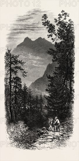 The North Side of the Gemmi, the passes of the alps, 19th century engraving