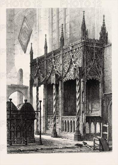 The tomb of the Howards at Arundel Church, UK, U.K., Britain, British, Europe, United Kingdom, Great Britain, European, 19th century engraving