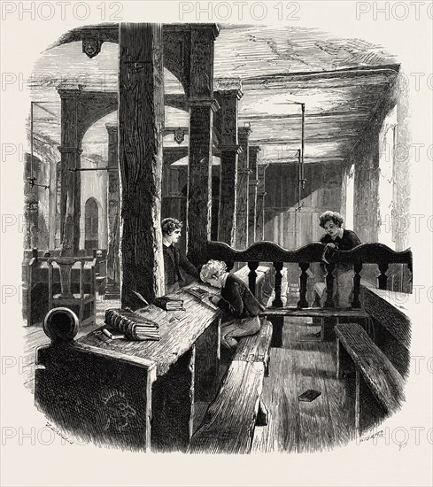 The Lower School, Eton, UK, U.K., Britain, British, Europe, United Kingdom, Great Britain, European, 19th century engraving