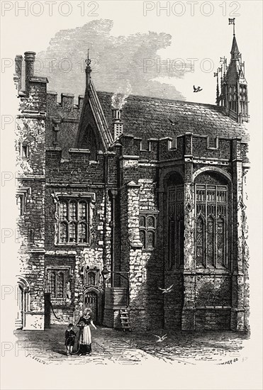 Eton, The College Hall, UK, U.K., Britain, British, Europe, United Kingdom, Great Britain, European, 19th century engraving