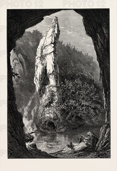 PICKERING TOR, DOVE DALE, the dales of Derbyshire, country, UK, U.K., Britain, British, Europe, United Kingdom, Great Britain, European, 19th century engraving