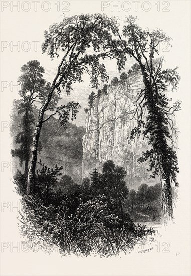 CHEE TOR, CHEE DALE, the dales of Derbyshire, country, UK, U.K., Britain, British, Europe, United Kingdom, Great Britain, European, 19th century engraving