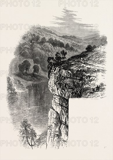 Lytton dale, the dales of Derbyshire, country, UK, U.K., Britain, British, Europe, United Kingdom, Great Britain, European, 19th century engraving