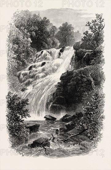 TORC CASCADE, KILLARNEY, Ireland, Irish, Eire, 19th century engraving