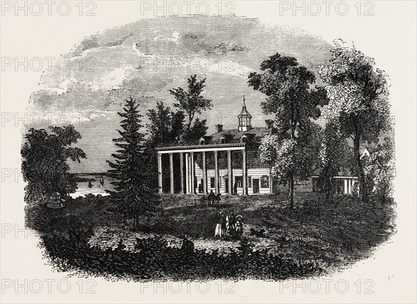 WASHINGTON'S RESIDENCE, MOUNT VERNON, UNITED STATES OF AMERICA, US, USA, 1870s engraving