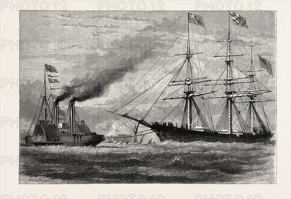 THE GEORGE GRISWOLD ENTERING THE MERSEY, US, USA, 1870s engraving