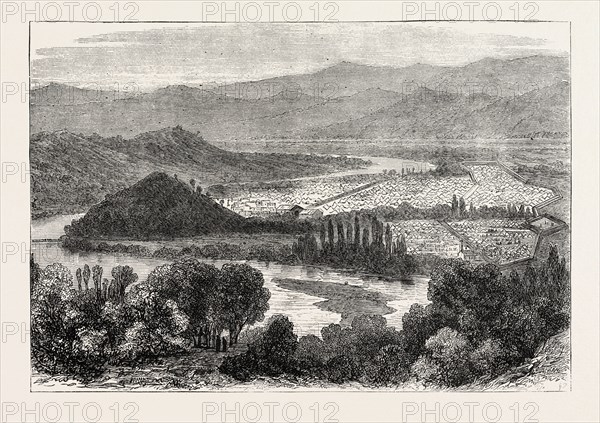 FEDERAL LINES AT CHATTANOOGA, AMERICAN CIVIL WAR, UNITED STATES OF AMERICA, US, USA, 1870s engraving