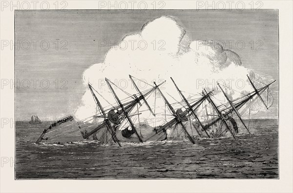 THE COLLISION BETWEEN THE GERMAN IRONCLADS IN THE CHANNEL: THE LAST OF THE GROSSER KURFURST-SKETCHED BY AN EYE-WITNESS AT FOLKESTONE, UK