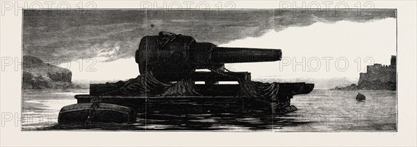 OUR INDIAN CONTINGENT AT MALTA: FLOATING A 38 TON GUN ACROSS THE HARBOUR OF MARSA-MUSCETTA, ANCHORED FOR THE NIGHT