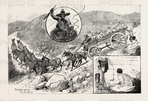 SOUTH AFRICA, WITH THE BRITISH FORCES IN THE RESERVED TERRITORY, ZULU LAND, engraving 1884