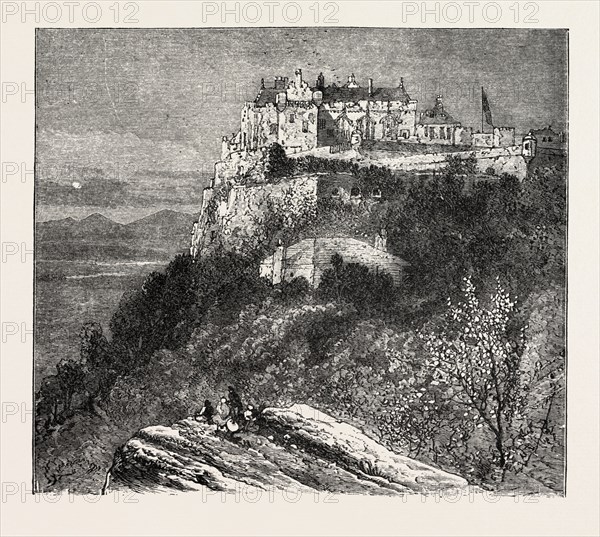 SIR WALER SCOTT, MARMION, Where the huge Castle holds its state, engraving 1884, UK, britain, british, europe, united kingdom, great britain, european