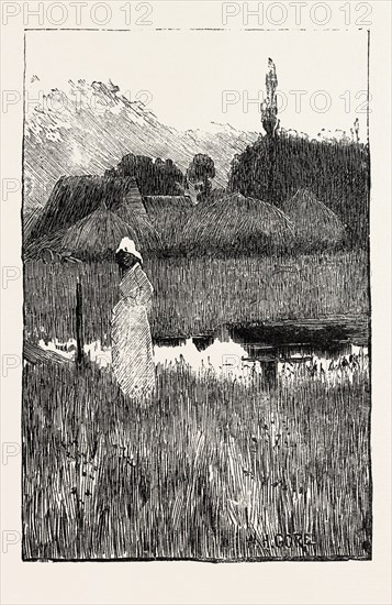 WAITING. W. Henry Gore., engraving 1884