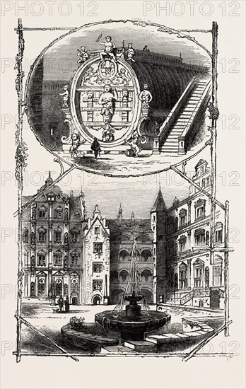 Views in Heidelberg Castle  Germany,  ENGRAVING 1882