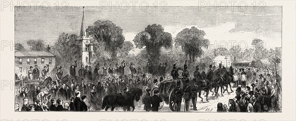 THE PROCESSION ON THE ROAD TO ST. MARY'S CHURCH, THE FUNERAL OF PRINCE LOUIS NAPOLEON, ENGRAVING 1879