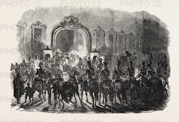 NARVAEZ LEAVING MADRID, SPAIN, 1851 engraving