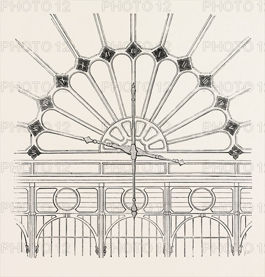 SHEPHERD'S ELECTRIC CLOCK FOR THE CRYSTAL PALACE: HANDS AND FACE OF THE ELECTRIC CLOCK, THE GREAT EXHIBITION, LONDON, UK, 1851 engraving
