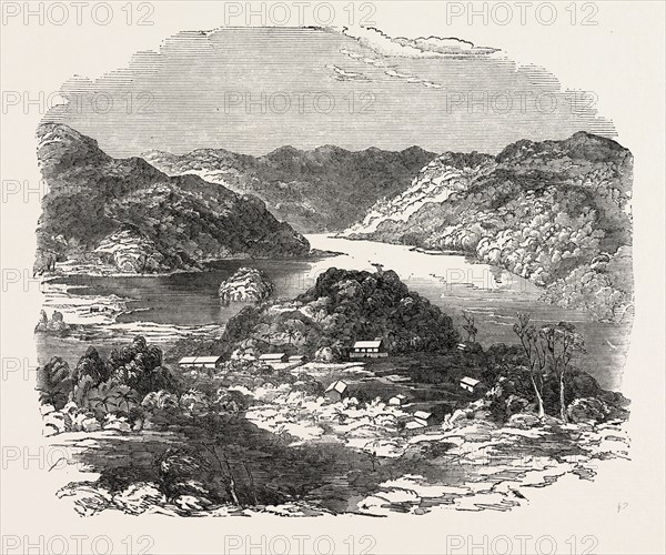 MOKAU RIVER, FORTY MILES NORTH OF NEW PLYMOUTH, NEW ZEALAND, 1851 engraving