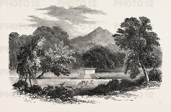 MONUMENT RAISED AT KOHAT BY SIR CHARLES NAPIER, G.C.B., AND THE OFFICERS OF THE 31ST NATIVE INFANTRY, BENGAL, OVER THE REMAINS OF LIEUTENANT W. H. SITWELL, PAKISTAN, KHYBER PAKHTUNKHWA PROVINCE, 1851 engraving