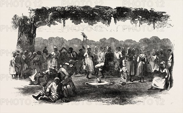 SCENE FROM MR. HENRY RUSSELL'S NEW ENTERTAINMENT, AT THE OLYMPIC THEATRE, LONDON, UK, 1851 engraving