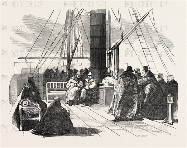 STEAM FERRY BOAT, GREAT BELT, DENMARK, 1851 engraving