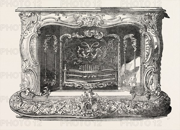 FIRE PLACE, BY W. PIERCE, JERMYN STREET, LONDON, UK, 1851 engraving