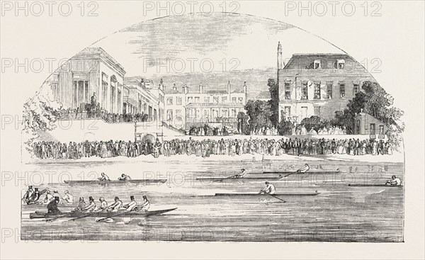 GRAND ENTERTAINMENT GIVEN AT THE CASTLE HOTEL, RICHMOND, BY THE METROPOLITAN LOCAL COMMISSIONERS, OF THE GREAT EXHIBITION TO THE FOREIGN COMMISSIONERS, LONDON, UK, 1851 engraving