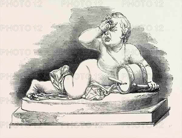 BOY WITH BROKEN DRUM, BY SIMONIS, 1851 engraving