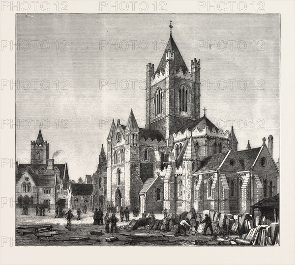 THE RESTORATION OF CHRIST CHURCH CATHEDRAL, DUBLIN, IRELAND, VIEW OF THE EXTERIOR AND THE SYNOD HOUSE