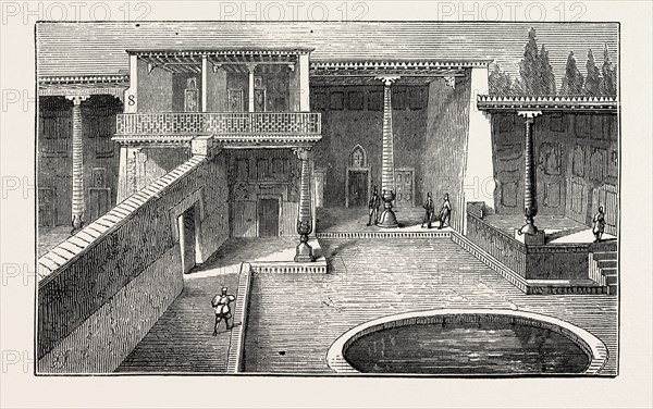 THE RUSSIAN EXPEDITION TO KHIVA: PAVILION OCCUPIED BY THE GRAND DUKE NICHOLAS IN THE KHAN'S GARDENS, 1873 engraving