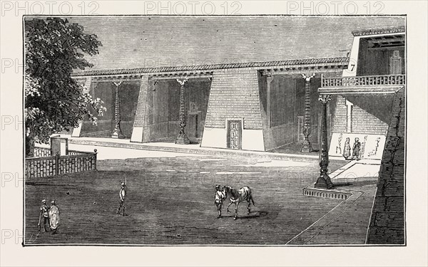 THE RUSSIAN EXPEDITION TO KHIVA: Pavilion occupied by Prince Eugene M. Leuchtenberg in the Khan's Gardens, 1873 engraving