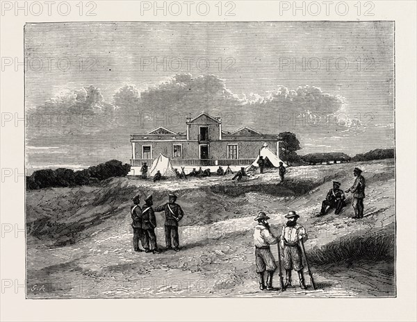 THE WEST COAST OF AFRICA: ST. PAUL DE LOANDA, QUARTERS OF THE LIVINGSTONE CONGO EXPEDITION, 1873 engraving