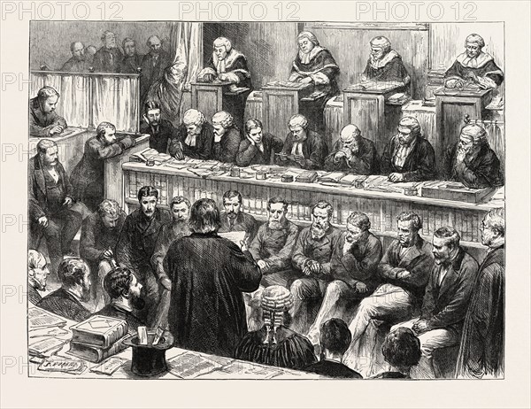 CONTEMPT OF COURT: THE TICHBORNE CLAIMANT AND MR. SKIPWORTH IN THE COURT OF QUEEN'S BENCH, 1873 engraving