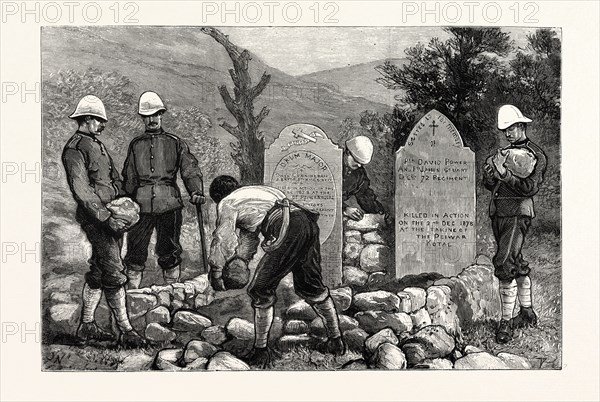 AFGHANISTAN, PUTTING TABLETS OVER THE GRAVES OF THOSE WHO FELL AT THE TAKING OF THE PEIWAR KOTAL, DECEMBER 2, 1879