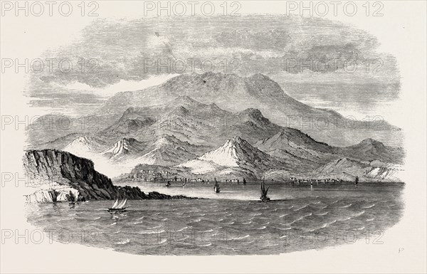MESSINA, AS SEEN FROM CALABRIA, 1860 engraving