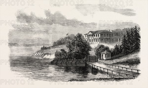 THE VISIT OF THE PRINCE OF WALES TO NORTH AMERICA: THE GOVERNMENT HOUSE, CHARLOTTE TOWN, PRINCE EDWARD ISLAND, 1860 engraving