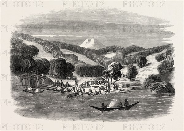 MASSACRE OF A MISSION PARTY OF THE ALAN GARDINER BY THE NATIVES AT WOOLYA, TIERRA DEL FUEGO, 1860 engraving