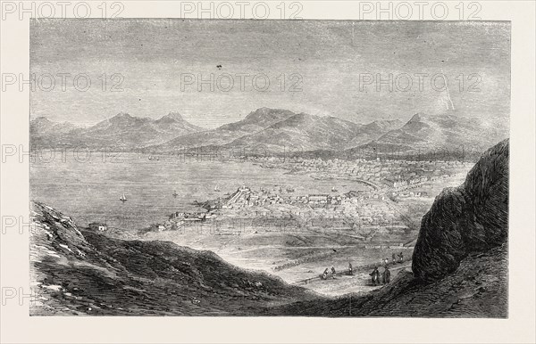 PALERMO, FROM MOUNT PELLEGRINO, ITALY, 1860 engraving