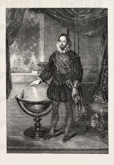 "PORTRAIT OF SIR FRANCIS DRAKE" PAINTED BY S. LANE. PRESENTED BY SIR T.T. ELLIOTT FULLER DRAKE TO THE UNITED SERVICE CLUB
