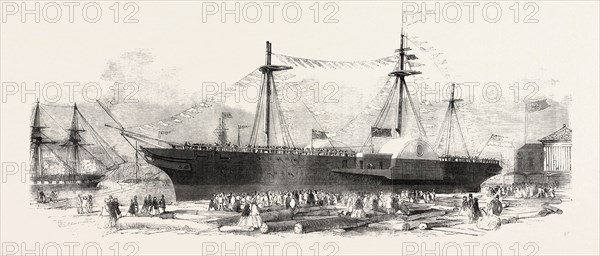 LAUNCH OF THE "DEMERARA" ROYAL MAIL STEAMSHIP, AT BRISTOL, UK