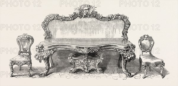 SIDEBOARD AND CHAIRS, BY MESSRS. HUNTER