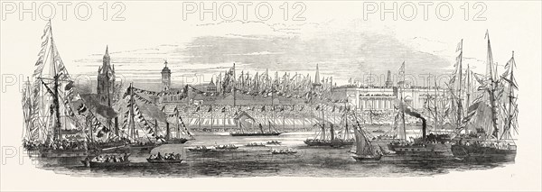 EMBARKATION OF HER MAJESTY FROM THE LANDING STAGE, LIVERPOOL, UK