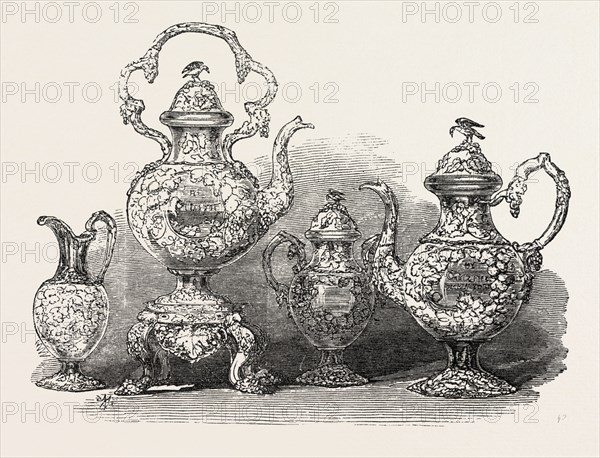 TEA SERVICE OF CALIFORNIAN GOLD, BY MESSRS. BALL, THOMPSON, AND BLACK