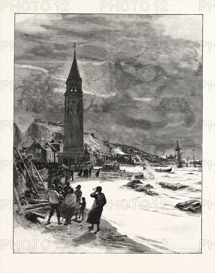 VIEW IN ZANTE AFTER THE EARTHQUAKE; Zante is a Greek island in the Ionian Sea, GREECE, 1893 engraving