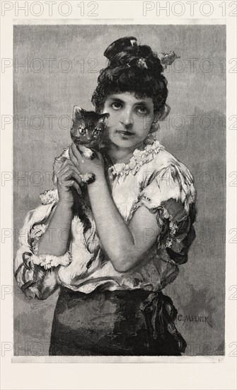 CATSEYES BY C. MELNIK, CAT EYES, 1893 engraving