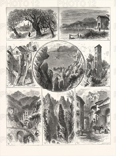 VIEWS MENTONE AND SURROUNDING DISTRICT, engraving 1880