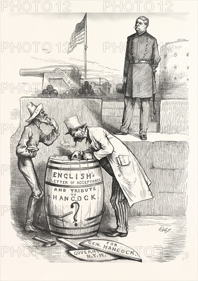 HARD MONEY CAMPAIGN. "Hang General, it's only Soft Soap!", engraving 1880, us, usa, POLITICS, POLITICAL, POLITIC, CAMPAIGN, PATRIOTIC