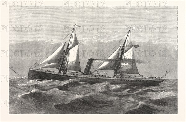 NEW STEAM-SHIP "NEWPORT," WARD'S HAVANA LINE. FROM PICTURE BY ANTONIO JACOBSON, engraving 1880, us, usa