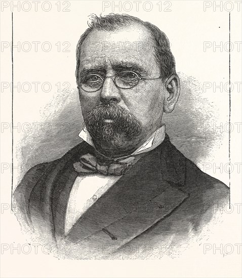 WILLIAM R. GRACE, MAYOR-ELECT NEW YORK, POLITICS, POLITICAL, POLITIC, CAMPAIGN, PATRIOTIC, US, USA, AMERICA, UNITED STATES, AMERICAN, ENGRAVING 1880