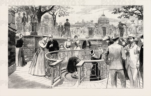 Bad Homburg vor der Hohe, GERMANY: THE EMPEROR'S SPRING, THE PRINCE OF WALES TAKING THE WATERS, 1890 engraving
